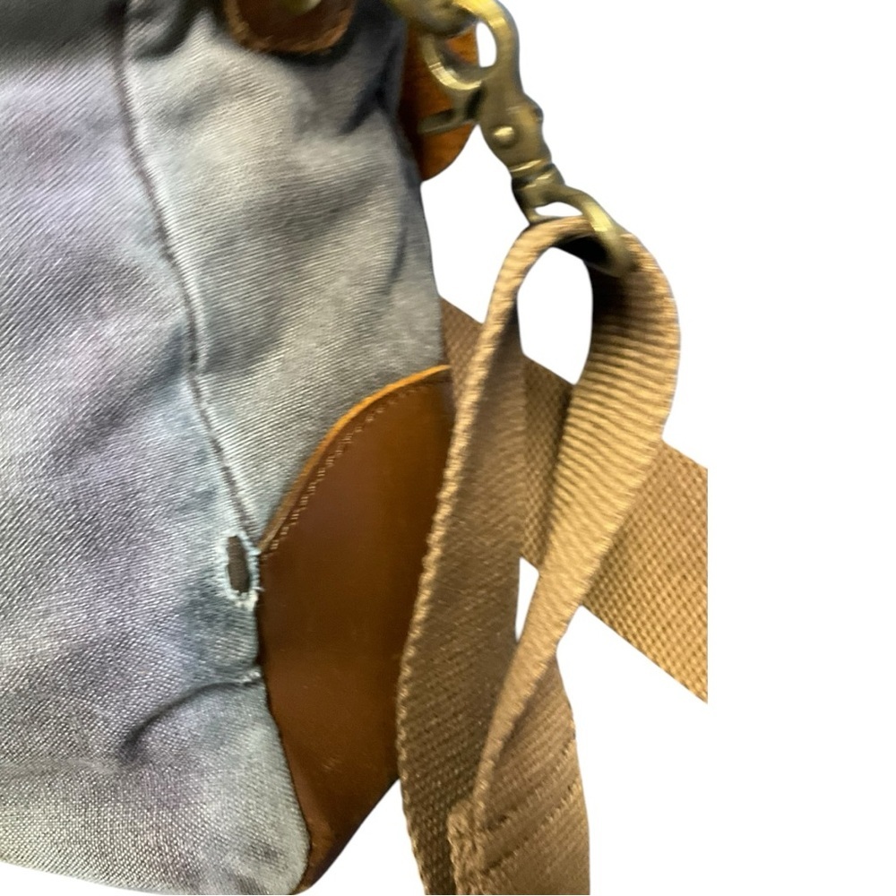 Mens Waxed Canvas Leather Messenger Bag Gray Brown Briefcase Satchel Crossbody - Picture 6 of 9